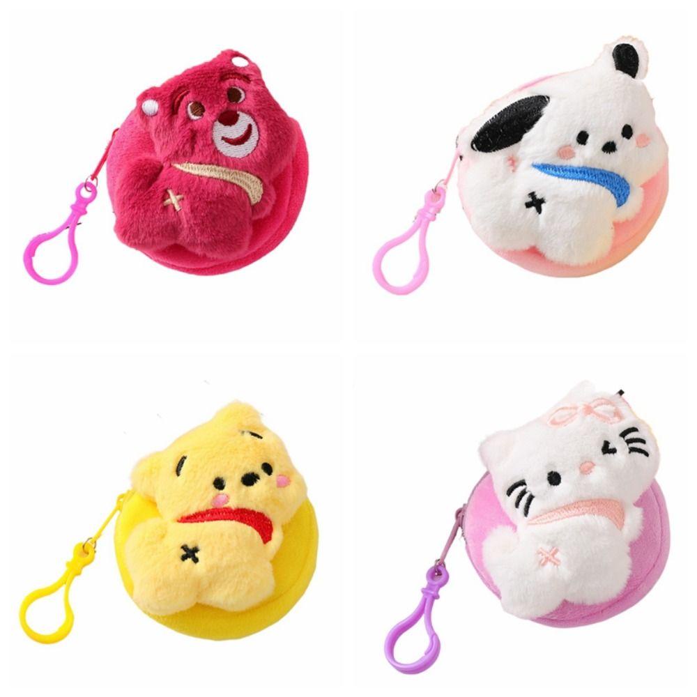 Ví Nhỏ Đựng Tiền Xu Đa Năng Hình Gấu Dâu Tây Kèm Móc Khóa Nhồi Bông Dễ Thương Cho Nữ Elm1