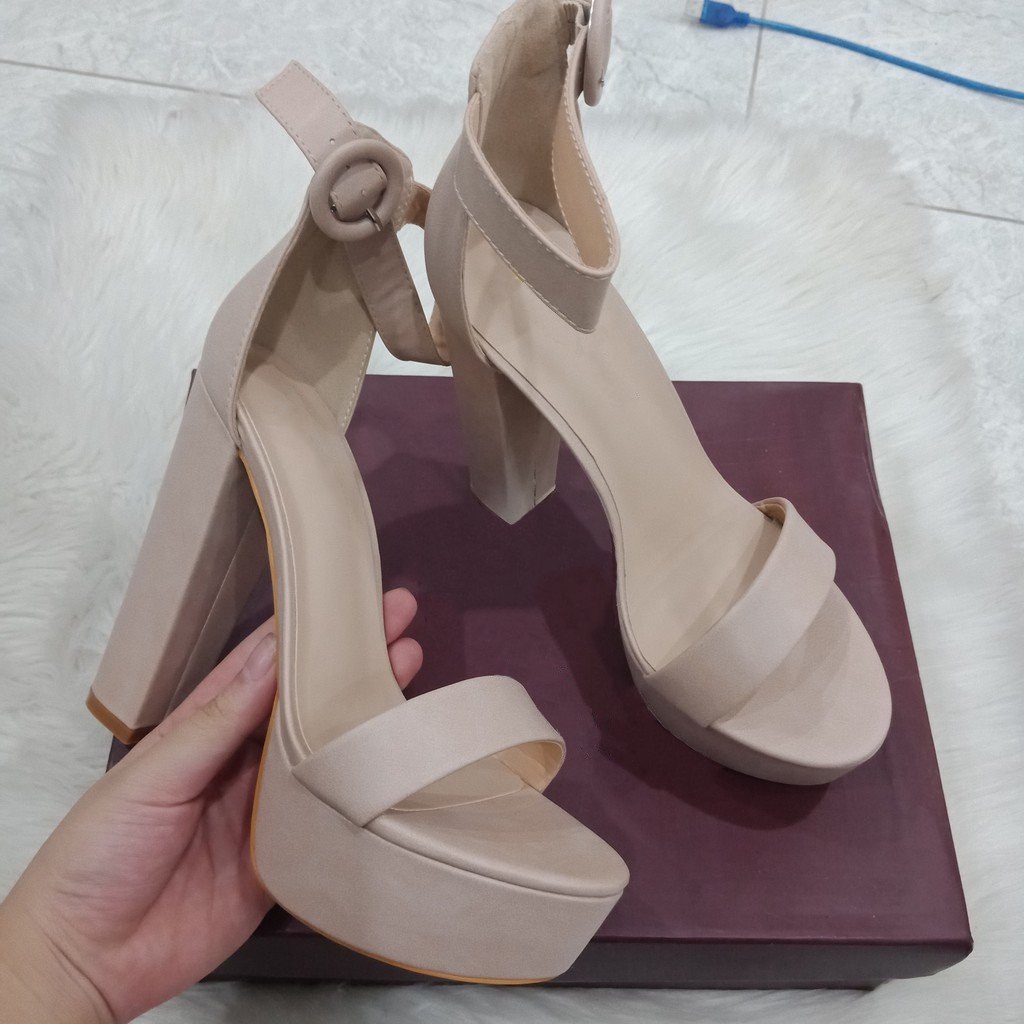 GIÀY CAO GÓT SANDAL ĐẾ ĐÚP 12CM HÀNG CÓ SẴN GIÀY CƯỚI DA LÌ GUỐC CAO GÓT HOA MARY