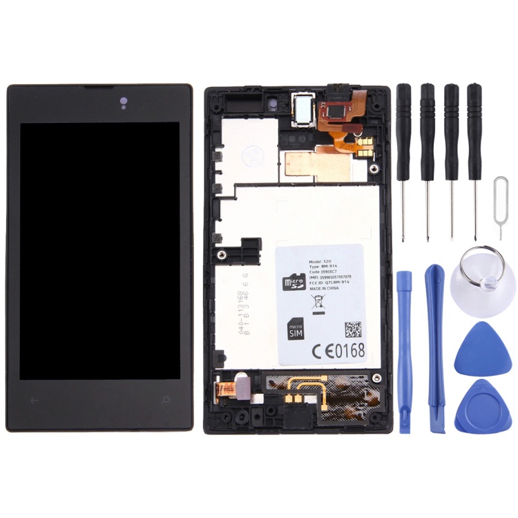 Bảng Điều Khiển Cảm Ứng Màn Hình LCD + Khung Cho Nokia Lumia 520