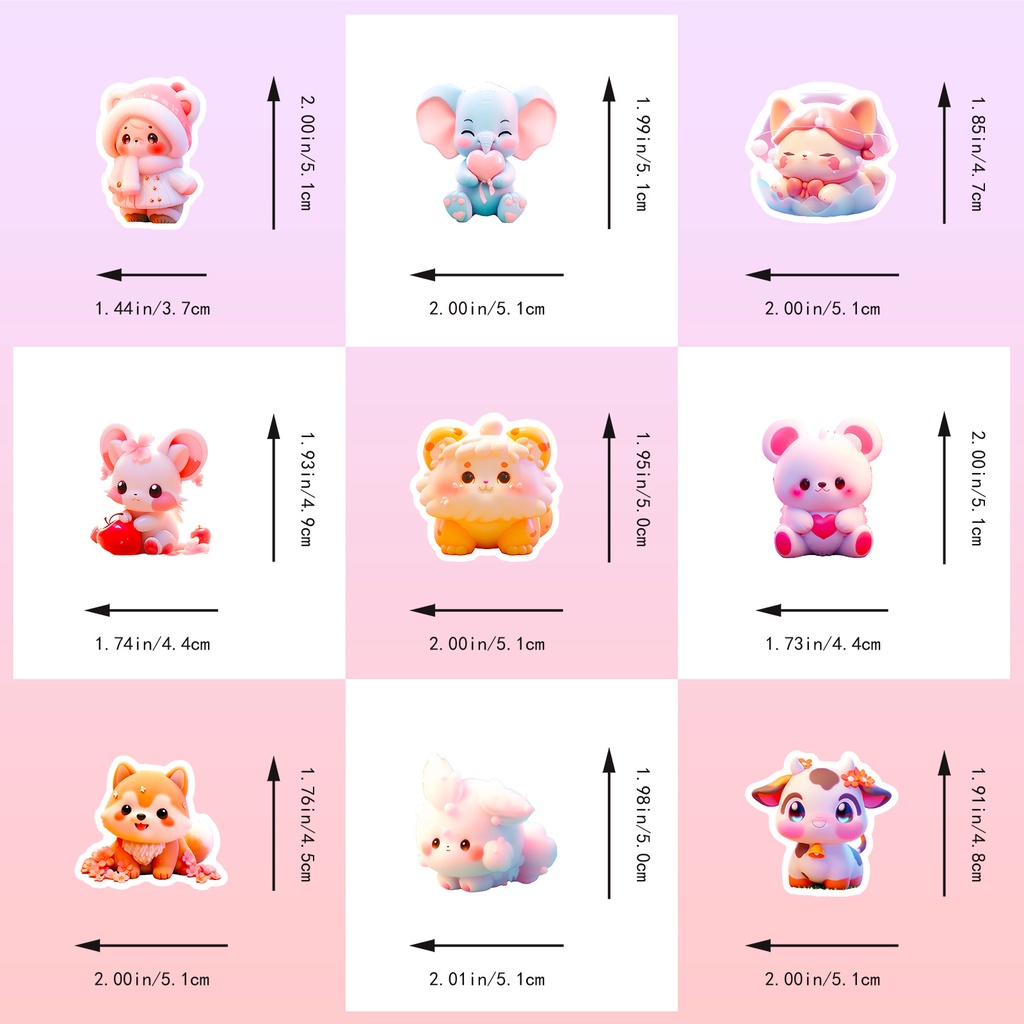 50 Miếng Dán 3d Hình Động Vật Dễ Thương Trang Trí Mũ Bảo Hiểm