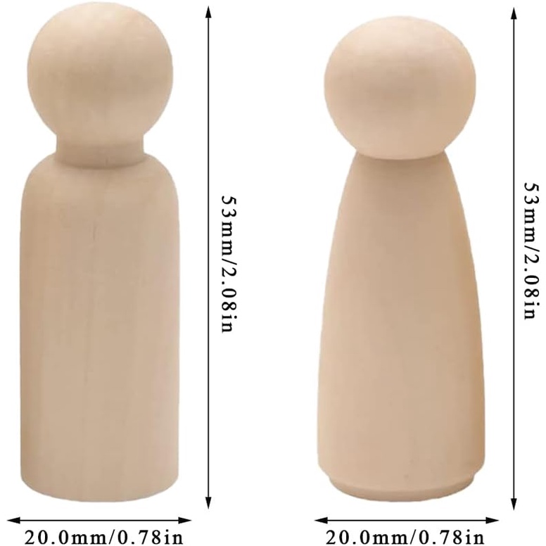 50 PCS UNFINISHED WOODEN PEG DOLL FOR DIY PAINTING NATURAL WOOD DOLL BODIES FIGURES DECORATIVE PEG PEOPLE FOR KIDS ARTS CRAFTS