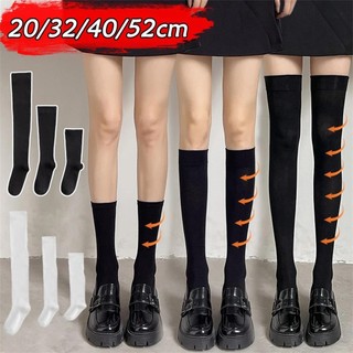 Vớ dài qua gối màu trắng đen trơn y2k phong cách gothic cho nữ