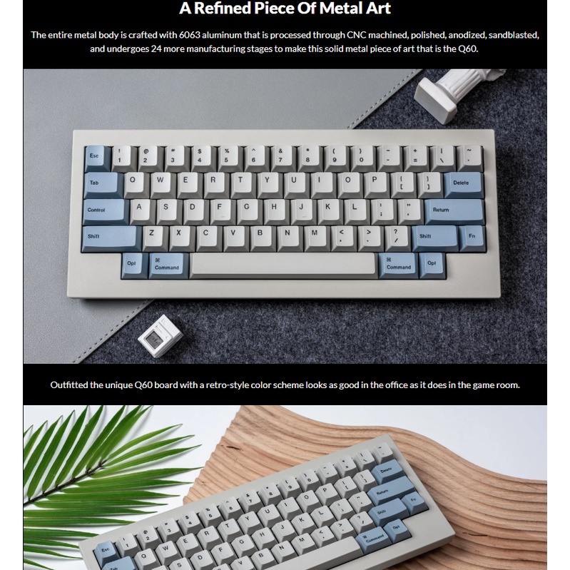 Bàn PhíM Cơ Có Dây Nhôm 60% RGB Q60