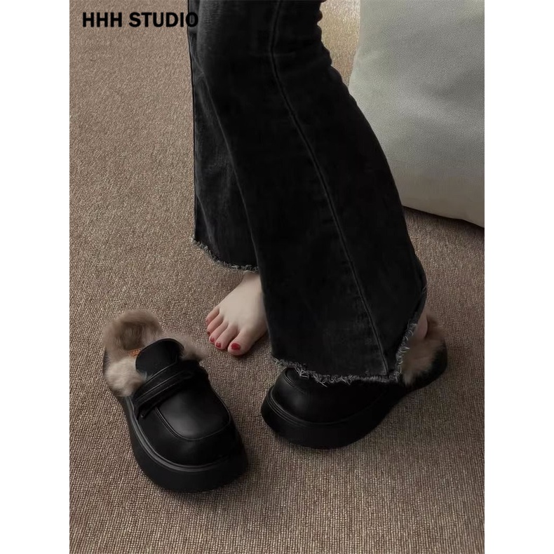 HHH  Dép bông Dép Lông đi trong nhà ĐẾ CAO SU Lịch lãm Đế linh hoạt Đa dạng Cổ điển FDL23B0NKI 46Z231116