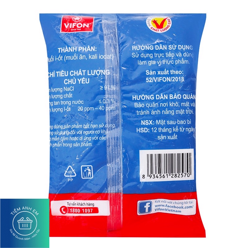 Muối Tinh Sấy/I-Ốt Cao Cấp VIFON gói 450g