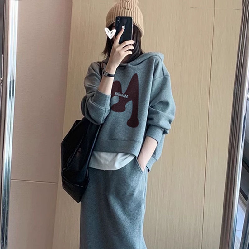 Bộ Áo Hoodie + Chân Váy Thời Trang Xuân Thu 2023 Chất Lượng Cao Cho Nữ