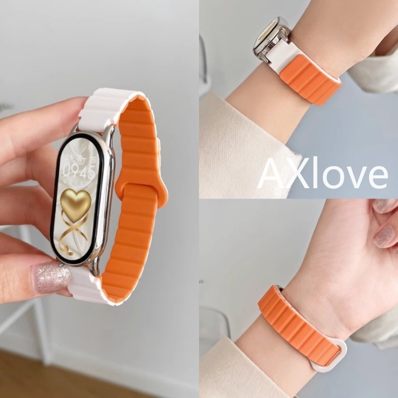 Dây Đeo Silicon Hai Màu Có Nam Châm Cho Đồng Hồ Thông Minh xiaomi mi band 8 xiaomi mi band8 nfc
