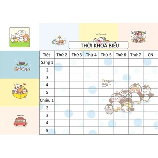 Thời Khoá Biểu | Mẫu Tonton - Kích Thước Khổ A5