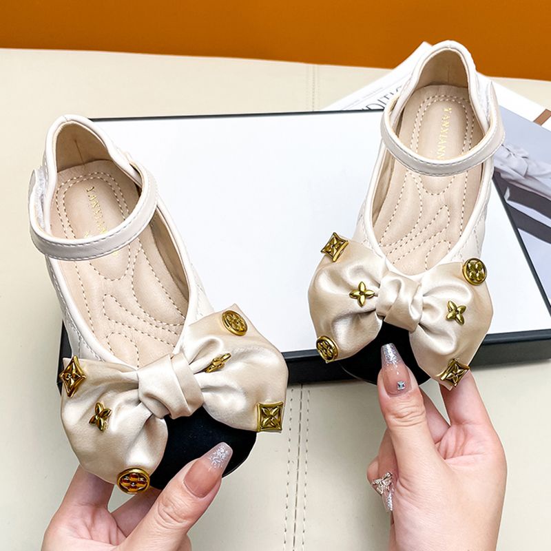 Giày Búp Bê Da Đế Mềm Đính Nơ Phong Cách retro Thời Trang Xuân Thu 2023 Cho Bé Gái
