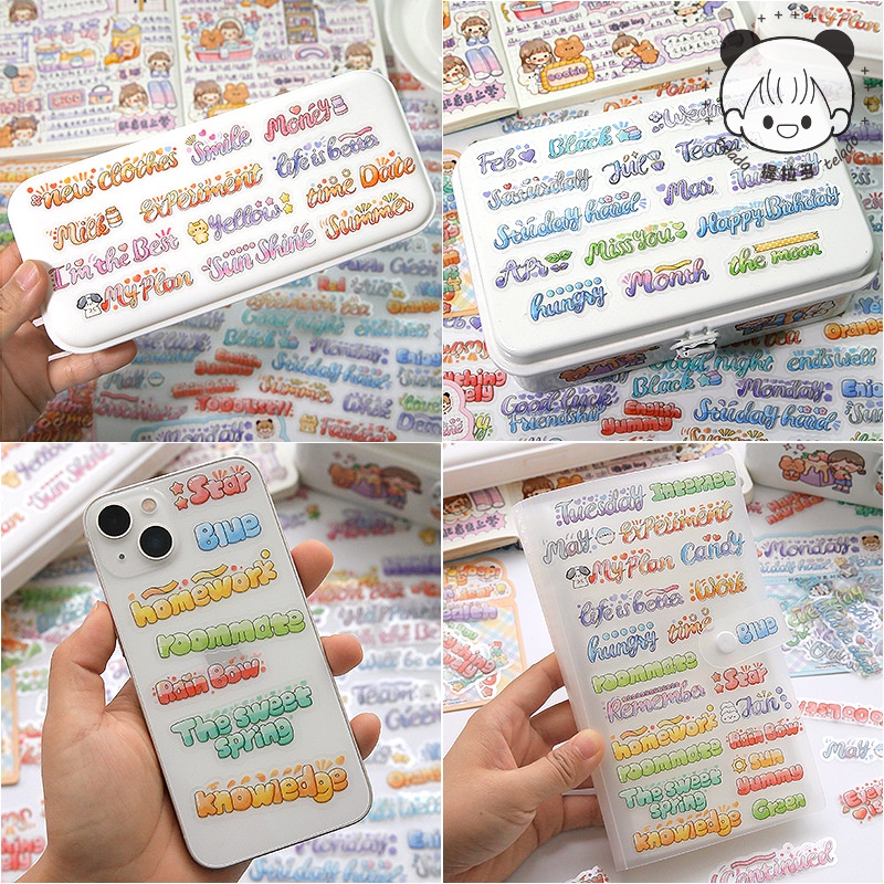 Telado 40pieces/Wrap PET Bảng chữ cái Sổ tay Gói hạt Trẻ em Dễ thương cốc nước Phim hoạt hình nhãn dán nhãn dán Bán buôn
