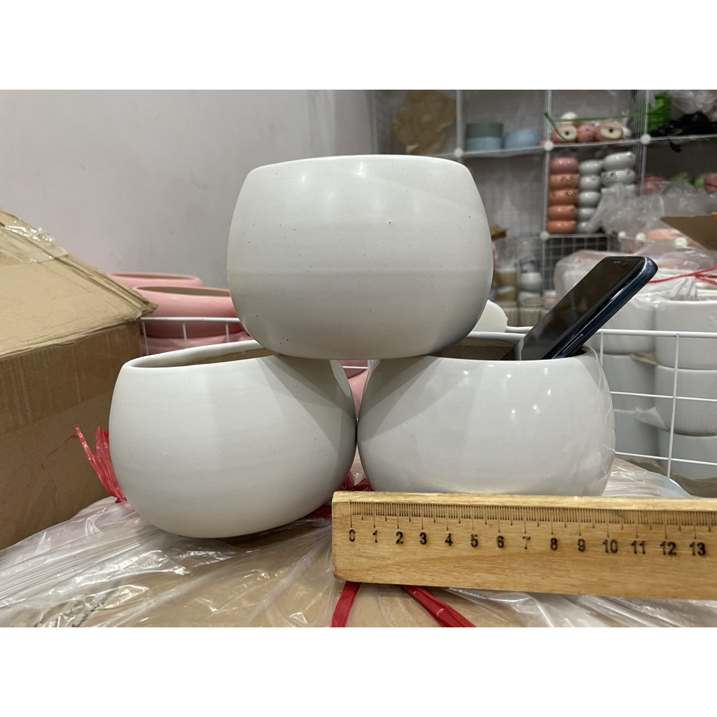 Chậu trồng cây gốm sứ dáng HẠT DẺ