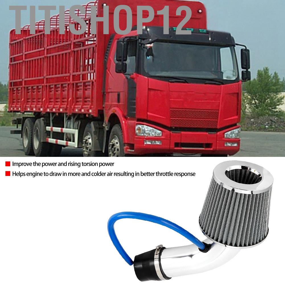 Titishop12 3 Inch 75mm Aluminum Alloy Universal Car Cold Air Intake Filter Induction Pipe Hose Kit New
