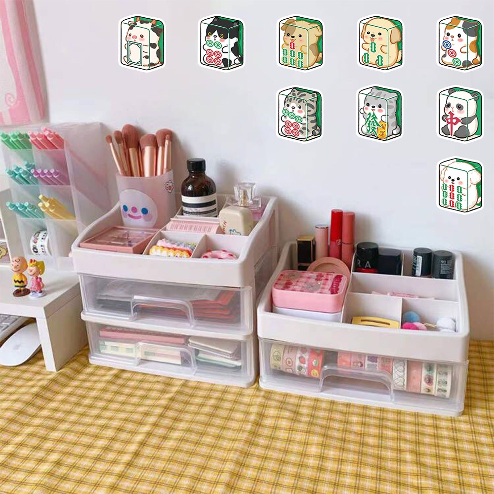 Bộ 60 Miếng Dán Trang Trí Mũ Bảo Hiểm / Bút Chì Họa Tiết Hoạt Hình Động Vật graffiti q Độc Đáo