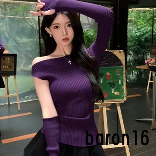 Áo Len Tay Dài Trễ Vai Màu Sắc Thời Trang Dành Cho Nữ
