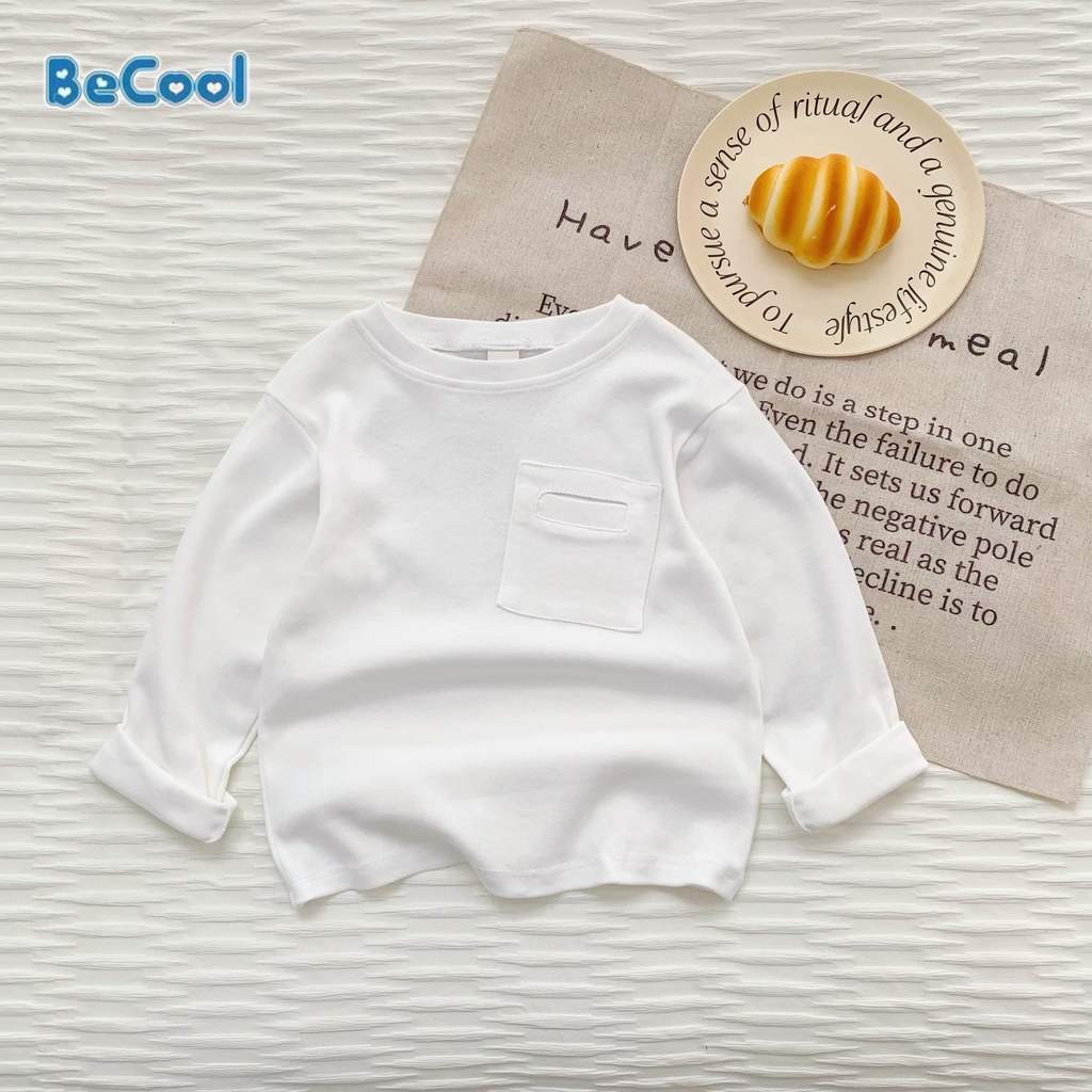 Áo Giữ Nhiệt Giả Túi Ngực Cho Bé Trai Bé Gái Chất Cotton Mềm Mịn BeCool, Áo Thun Dài Tay Cho Bé Từ 7-27kg