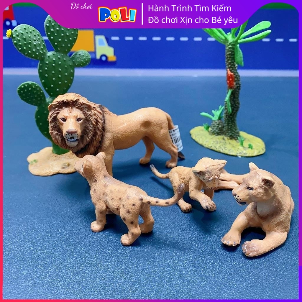 Mô hình Gia đình Sư tử Lion 4 con - Đồ chơi Mô hình Động vật Hoang dã