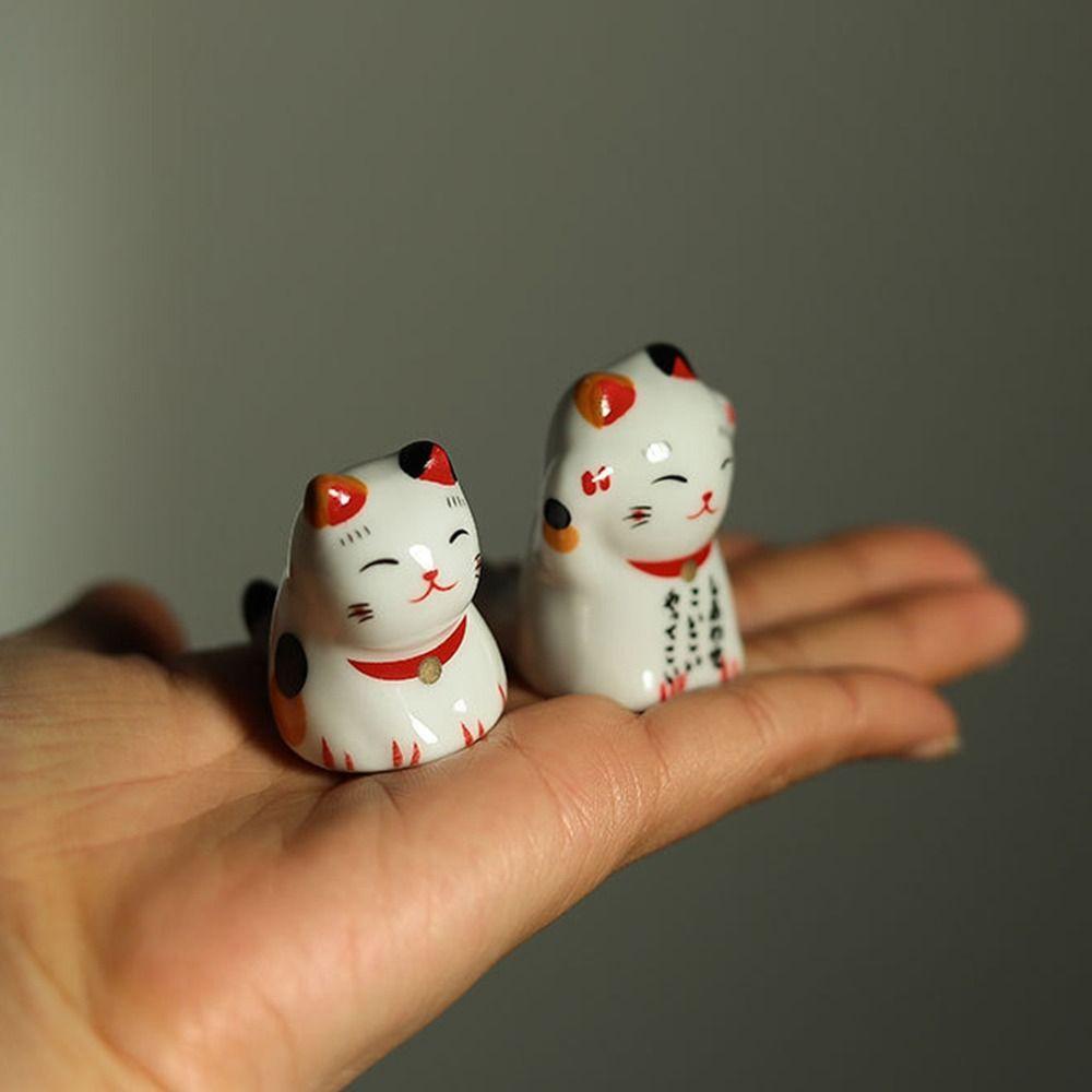 Giá Đỡ Bút Bằng Gốm Hình Mèo May Mắn Để Bàn