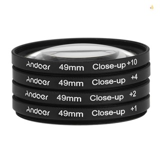 Andoer 49mm macro close-up filter set +1 +2 +4 +10 with pouch for canon dslrs