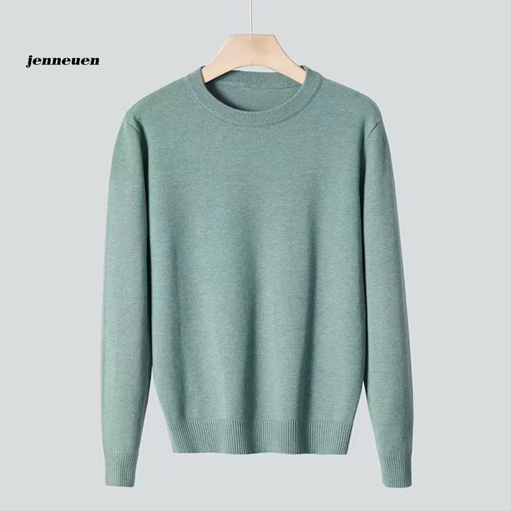 Áo sweater Dệt Kim Tay Dài Cổ Tròn Màu Trơn Thời Trang Mùa Đông Cho Nam