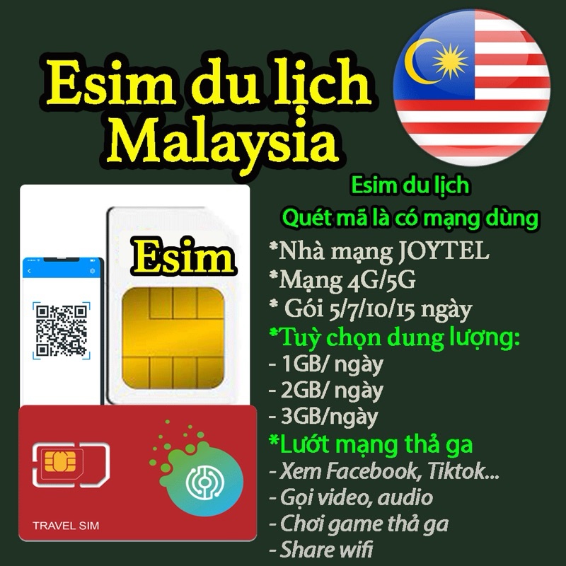 -𝐌𝐨𝐨𝐌𝐨𝐨- Sim du lịch Malaysia. Chỉ bán esim du lịch Malaysia. Đa dạng gói cước