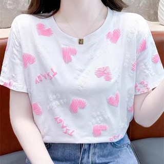 Áo Thun Mùa Hè 2023 Dáng Rộng Tay Cộc In Họa Tiết Hợp Thời Trang Dễ Phối Đồ Cho Nữ