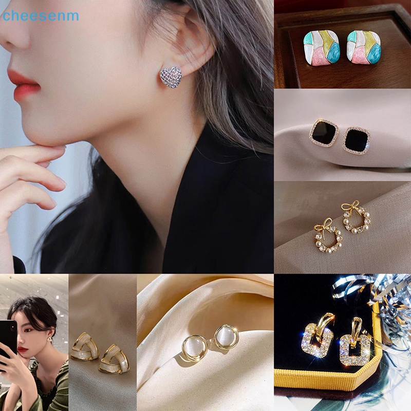 Cheenm Bông Tai Hình Vuông Phối Màu Tương Phản Ngọt Ngào Lãng Mạn Thời Trang Cho Nữ vn