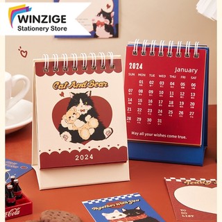 Winzige Lịch 2024 để bàn trang trí decor bàn họcvăn phòng tiện lợi Có Lịch Âm Lịch Mini để bàn 2024 dễ thương