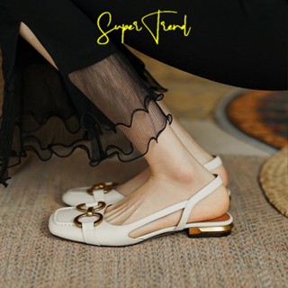 Giày sandal đế thấp mũi vuông thời trang thanh lịch dành cho nữ