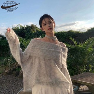 Kaisike Áo sweater Trễ Vai Dáng Ôm Thời Trang Mùa Thu Phong Cách Pháp Ngọt Ngào Cho Nữ