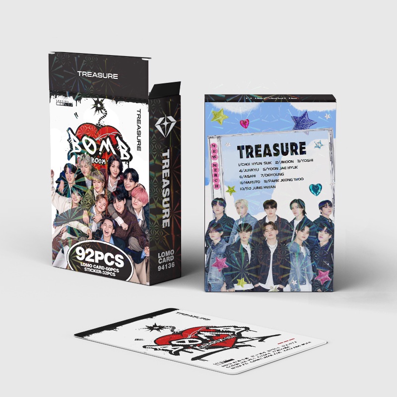 Treasure album B.O.M.B Photocard Lomo Card Postcard Stickers 92pcs/box