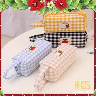 Túi bút Caro Có Quai Cầm Xinh Xắn Kẻ Sọc Caro Dễ Thương