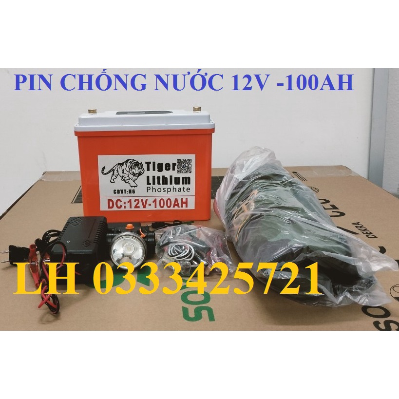 Pin Lithium 100Ah TIGER chống nước hoàn toàn tuyệt đối-Pin lithium 12V - Giá khuyến mãi - 100AH NEW 2023