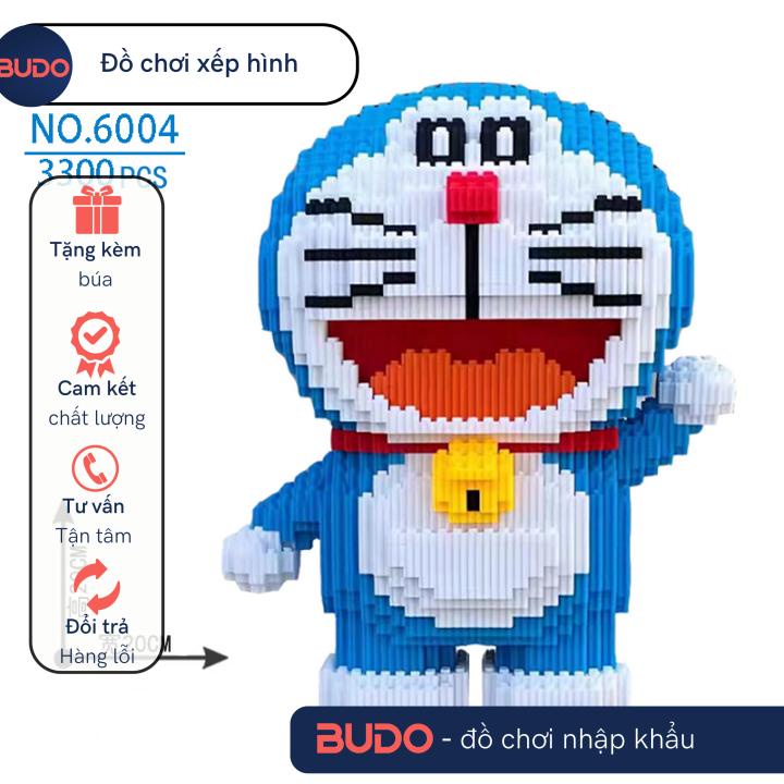 Giá siêu rẻ Đồ Chơi Lắp Ráp Mô Hình Doraemon Doremon dơ tay chào siêu rẻ xanh dương Lê Gỗ 20cm Cỡ Lớn