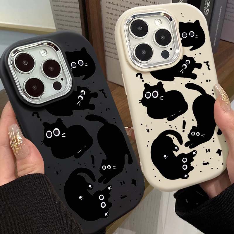 Ốp Điện Thoại tpu Mềm Chống Sốc In Hình Năm Chú Mèo Đen Cho iphone 15 14 13 12 11 pro max xs x xr 7 + 8 plus