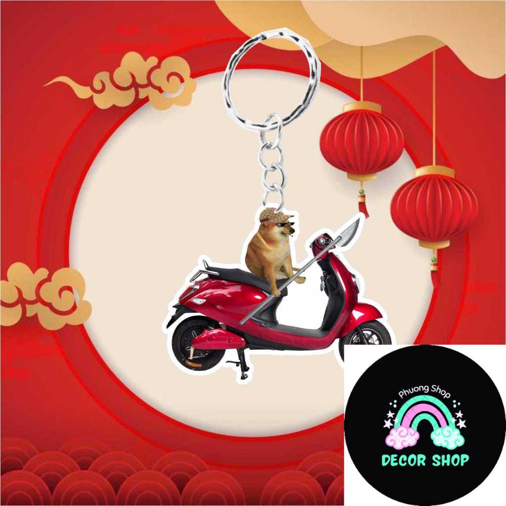 Móc khoá Cheems XE MÁY DIBAO BUTTERFLY cưởi xe mẫu hot - móc khoá mica