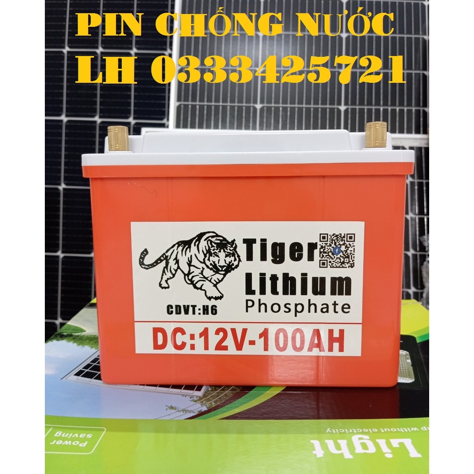 Bình Pin Lithium 12V - 100Ah chống nước hoàn toàn - 100 CN- Mẫu mới màu cam - Giá khuyến mãi