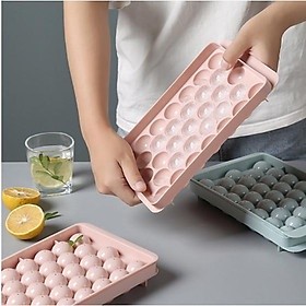 Khay làm đá tủ lạnh 33 viên tròn có nắp đậy