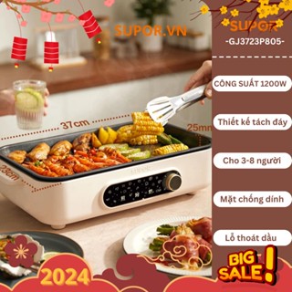 Bếp nướng tách đáy SUPOR-GJ3723P805 chất liệu chống dính cao cấp, công suất 1200W tỏa nhiệt nhanh, kèm lỗ thoát dầu