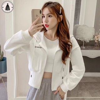 Áo nỉ có mũ trùm đầu HORMOO đồng phục bóng chày nữ áo crop top dáng rộng đa năng