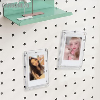 Carbon070 Khung ảnh tủ lạnh hiển thị hình hai mặt trong suốt từ tính acrylic cho ghi chú 3 inch