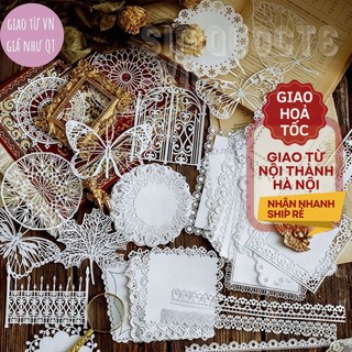 Bộ 10 tờ giấy trắng viền ren tạo kiểu dễ thương trang trí đa năng ST53