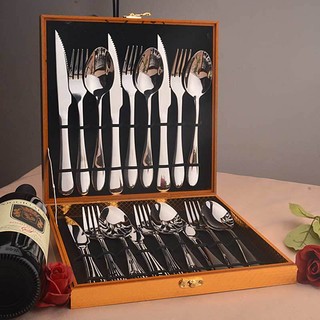Stock Delivery in Seconds# Thickened Steak Knife and Fork Western Tableware Set Stainless Steel Knife, Fork and Spoon Three-Piece Set 12-Piece Gift Box 1.12lyl