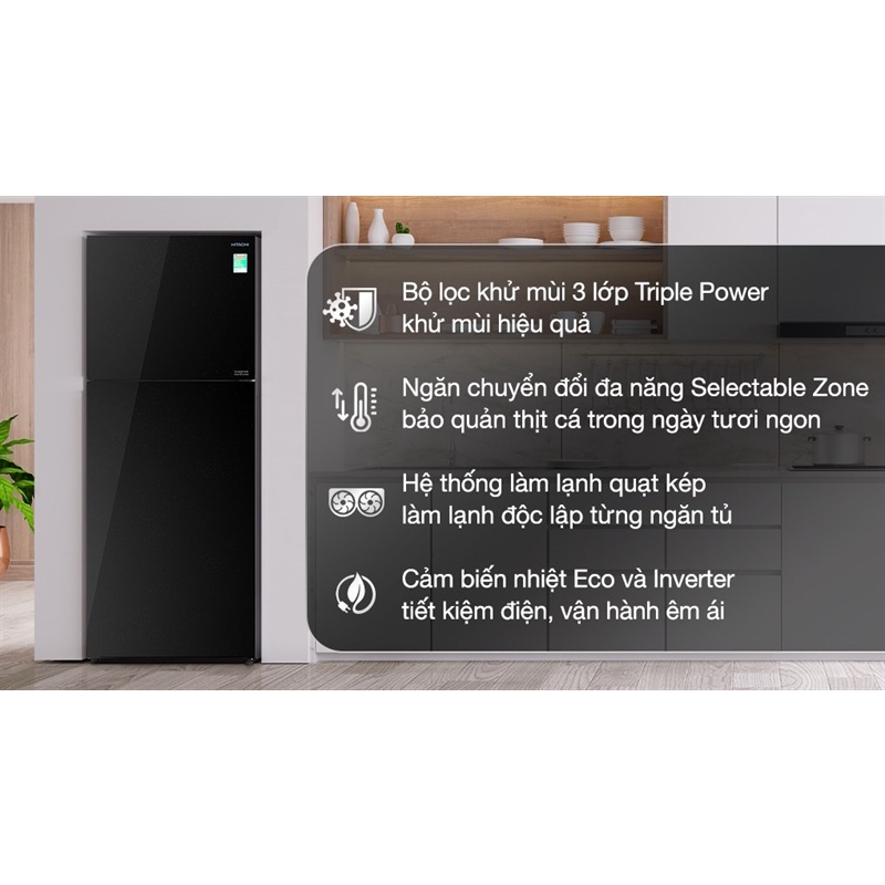 Tủ lạnh Hitachi Inverter 349 lít R-FVY480PGV0 GMG 2020 - Sản xuất Thái Lan —dienmaysieure68 ( Điện M