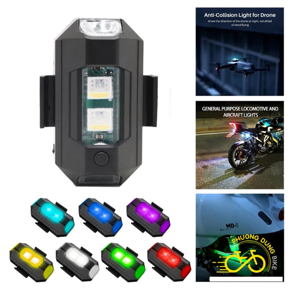 [HOT GIÁ RẺ] Đèn sau xe đạp - Đèn 2 led 7 màu gắn xe đạp, xe máy, Flycam