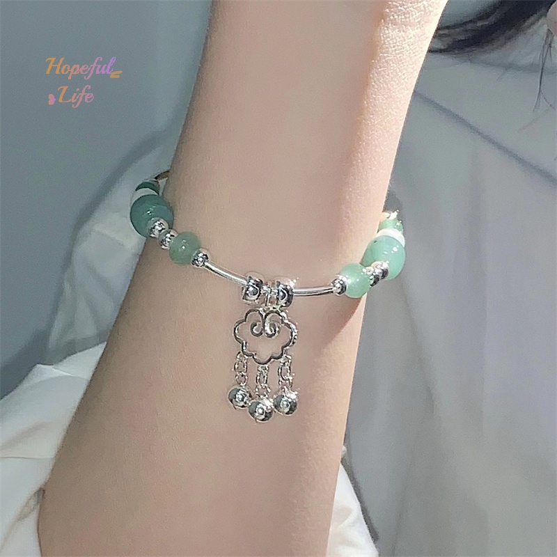 Vòng Tay Bùa May Mắn Đính Đá Ngọc Lam Giả Thời Trang Cho Nữ