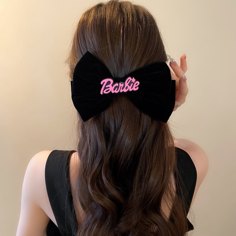 Kẹp Tóc Nơ Bằng Nhung Đen 2023 y2k dopamine