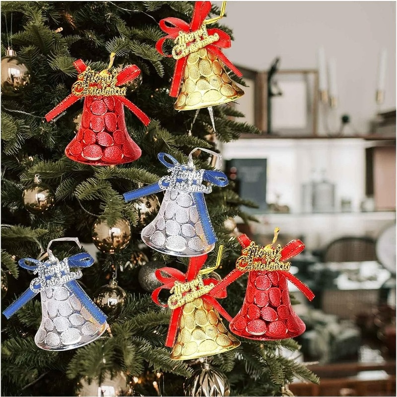 Bộ 4 Chuông Giáng Sinh / Chuông Đôi / Nơ Lấp Lánh Trang Trí Cây Thông Noel