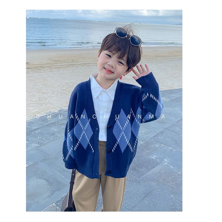 Áo Khoác cardigan Dệt Kim Mỏng Phong Cách Hàn Quốc Thời Trang Xuân Thu Cho Bé Trai