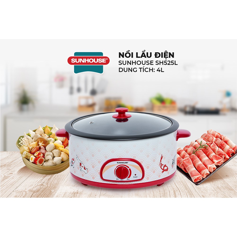 Lẩu điện Sunhouse SH525L , đã năng , nấu , xào , dán , lẩu