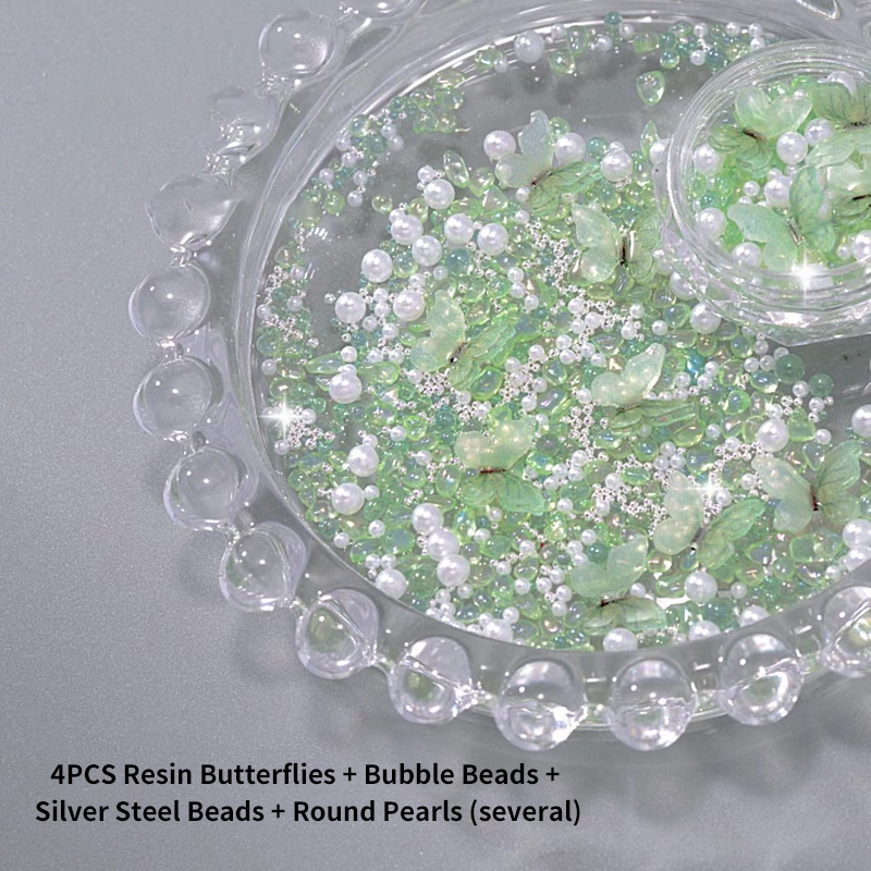 1 Hộp Hạt Kim Cương Giả Hình Tròn Họa Tiết Bướm Trang Trí Móng Tay diy